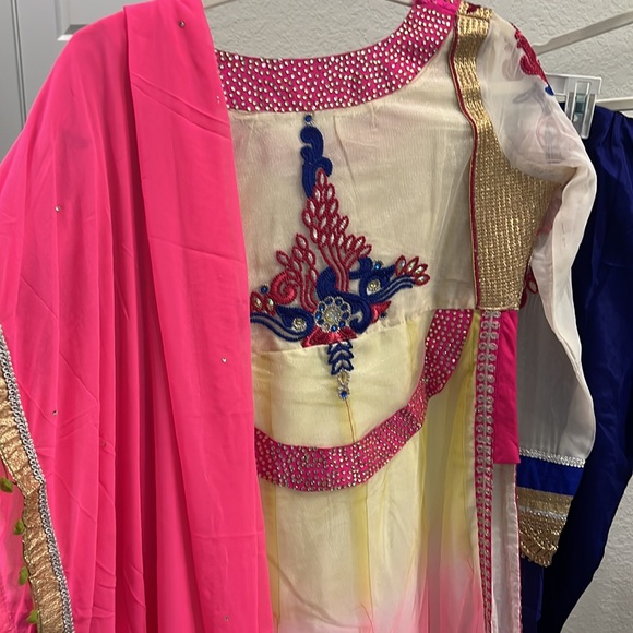 Green and pink ankle length anarkali suit…Indian clothing - Picture 6 of 6